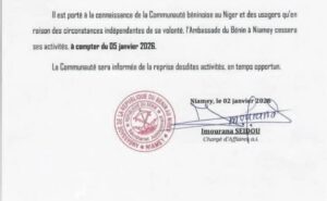 Diplomatie: Le Bénin ferme son ambassade au Niger