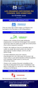 Conseil des ministres du 4 janvier 2026 :  le point des priorités nationales