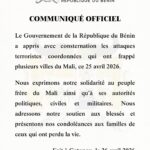 Bénin : soutien au peuple malien après l’attaque terroriste du 25 avril